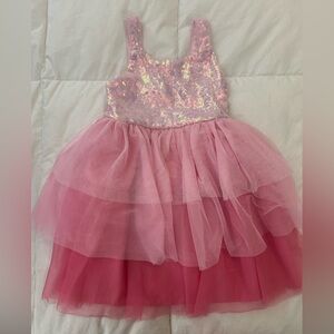 Pink Sequin Tiered Dress Easter/Spring/Summer